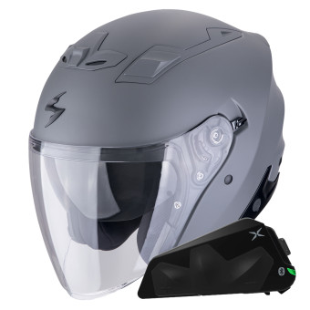 jet Scorpion Exo Z1 Gris Cemento Mate + Kit Bluetooth Exo-Com Link-1C