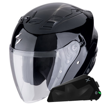 jet Scorpion Exo Z1 Metal Negro + Kit Bluetooth Exo-Com Link-1C