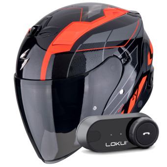 jet Scorpion Exo Z1 Vue Black Red + Kit Bluetooth Lokui K30