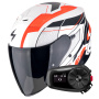 Casque jet Scorpion Exo Z1 Vue Matt White Red Black + Kit Bluetooth 5S Solo