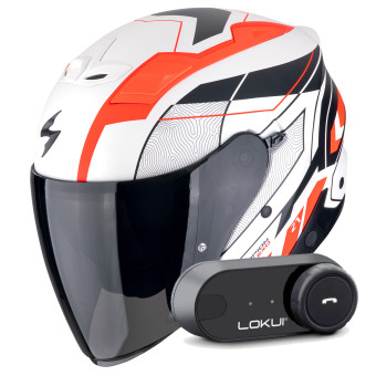 jet Scorpion Exo Z1 Vue Matt White Red Black + Kit Bluetooth Lokui K30