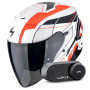 Casque jet Scorpion Exo Z1 Vue Matt White Red Black + Kit Bluetooth Lokui K30