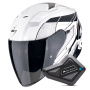 Casque jet Scorpion Exo Z1 Vue White Black Silver + Kit Bluetooth BT Mini