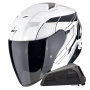 Casque jet Scorpion Exo Z1 Vue White Black Silver + Kit bluetooth Exo-Com Link-1