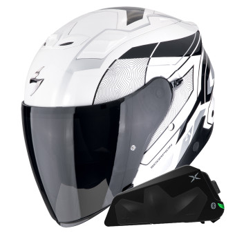 jet Scorpion Exo Z1 Vue Blanco Negro Plata + Kit Bluetooth Exo-Com Link-1C
