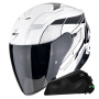 Casque jet Scorpion Exo Z1 Vue Blanco Negro Plata + Kit Bluetooth Exo-Com Link-1C