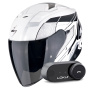 Casque jet Scorpion Exo Z1 Vue White Black Silver + Kit Bluetooth Lokui K30
