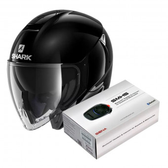 jet Shark Citycruiser Blank BLK + Kit Bluetooth Sena SMH5