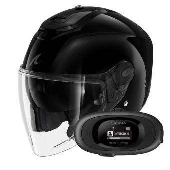 jet Shark RS JET Blank BLK + Kit bluetooth 5R Lite Solo