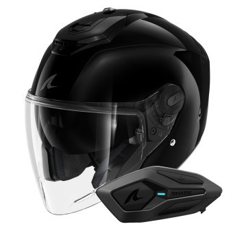 jet Shark RS JET Blank BLK + Kit Bluetooth Sena for Shark Solo