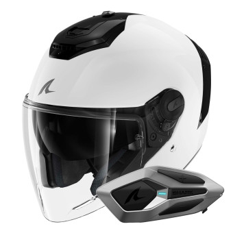 Casque jet Shark RS JET Blank WHU + Kit Bluetooth Sena for Shark Mesh Solo Casque jet Shark RS JET Blank WHU + Kit Bluetooth Sena for Shark Mesh Solo