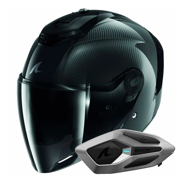 jet Shark RS JET Carbon Blank DKD + Kit Bluetooth Sena for Shark Mesh Solo