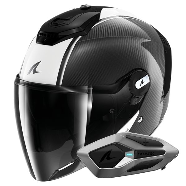 jet Shark RS JET Carbon Blank DWK + Kit Bluetooth Sena for Shark Mesh Solo