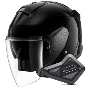 jet Shark Skwal Jet Blank BLK + Kit Bluetooth BT Mini