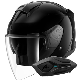 jet Shark Skwal Jet Blank BLK + Kit Bluetooth Sena for Shark Solo