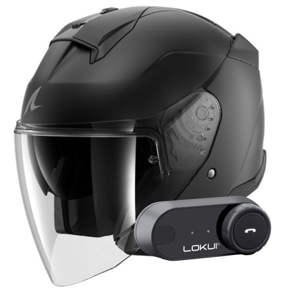 jet Shark Skwal Jet Blank Mat KMA + Kit Bluetooth Lokui K30