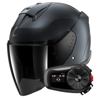 Casque jet Shark Skwal Jet Dark Shadow Mat B16 + Kit Bluetooth 5S Solo Casque jet Shark Skwal Jet Dark Shadow Mat B16 + Kit Bluetooth 5S Solo