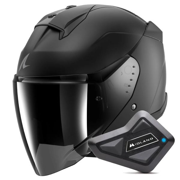 jet Shark Skwal Jet Dark Shadow Mat KMA + Kit Bluetooth BT Mini