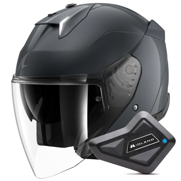 jet Shark Skwal i3 Jet Blank A05 + Kit Bluetooth BT Mini