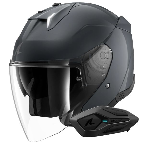 jet Shark Skwal i3 Jet Blank A05 + Kit Bluetooth Sena for Shark