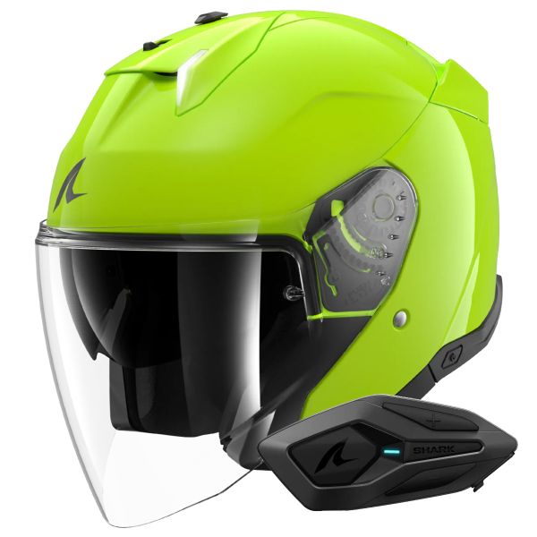 jet Shark Skwal i3 Jet Blank G03 + Kit Bluetooth Sena for Shark