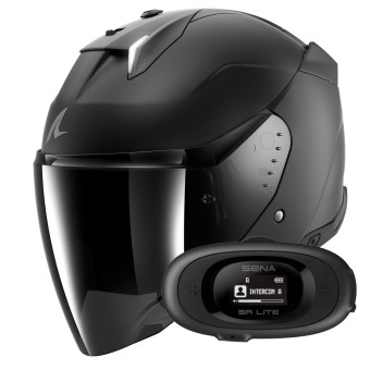 jet Shark Skwal i3 Jet Dark Shadow Mat KMA + Kit bluetooth 5R Lite Solo