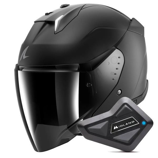 jet Shark Skwal i3 Jet Dark Shadow Mat KMA + Kit Bluetooth BT Mini