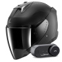 Casque jet Shark Skwal i3 Jet Dark Shadow Mat KMA + Kit Bluetooth Lokui K30