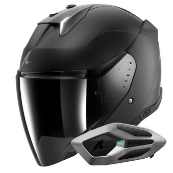 jet Shark Skwal i3 Jet Dark Shadow Mat KMA + Kit Bluetooth Sena for Mesh Solo