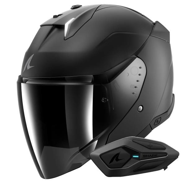 jet Shark Skwal i3 Jet Dark Shadow Mat KMA + Kit Bluetooth Sena for Shark