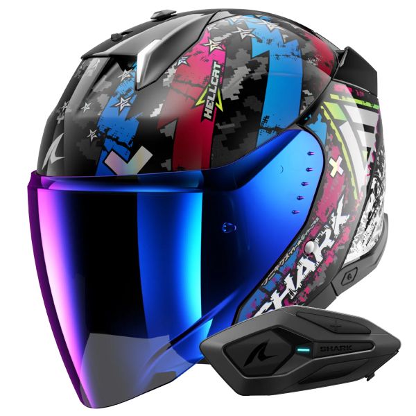 jet Shark Skwal i3 Jet Hellcat KUB + Kit Bluetooth Sena for Shark