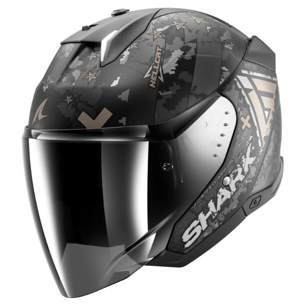 Shark Skwal i3 Jet Hellcat Mat KUA + Kit Bluetooth Sena for Shark