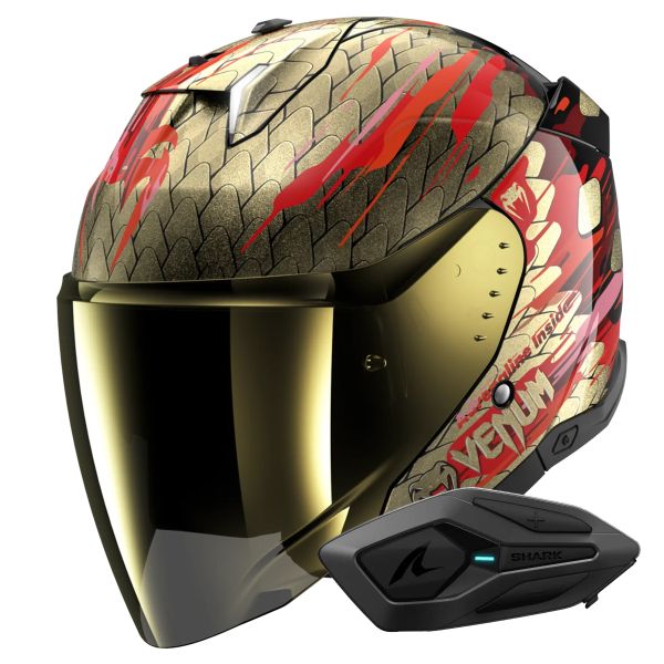 jet Shark Skwal i3 Jet Venum KRQ + Kit Bluetooth Sena for Shark