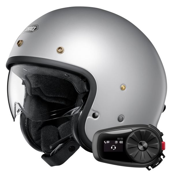 jet Shoei J.O2 Matt Light Silver + Kit Bluetooth 5S Solo