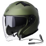 Casque jet Stormer Rival Kaki Matt + Kit Bluetooth Lokui K10