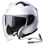 Casque jet Stormer Rival White Pearly + Kit Bluetooth Lokui K10
