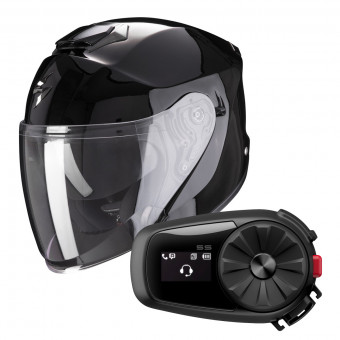 jet Scorpion Exo S1 Black + Kit Bluetooth Sena 5S Solo