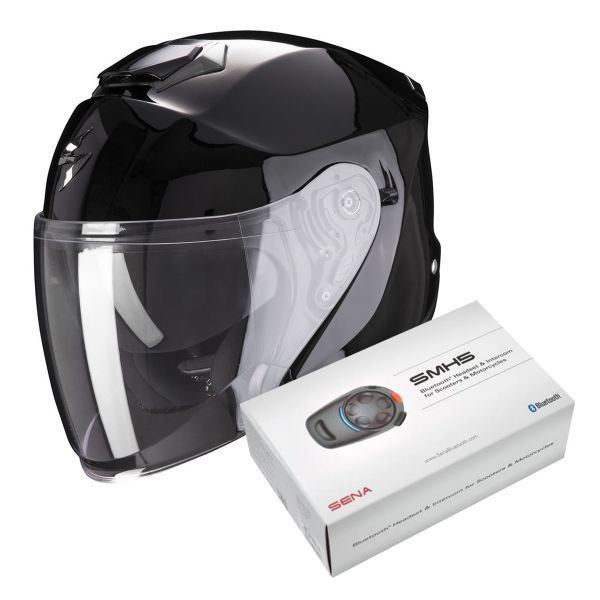 jet Scorpion Exo S1 Black + Kit Bluetooth Sena SMH5 Solo