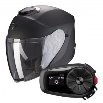 jet Scorpion Exo S1 Matt Black + Kit Bluetooth Sena 5S Solo