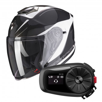 jet Scorpion Exo S1 Shadow White Silver + Kit Bluetooth Sena 5S Solo