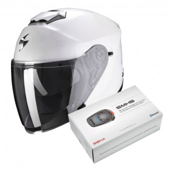 jet Scorpion Exo S1 White + Kit Bluetooth Sena SMH5 Solo