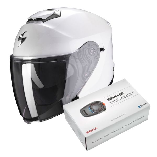 jet Scorpion Exo S1 White + Kit Bluetooth Sena SMH5 Solo