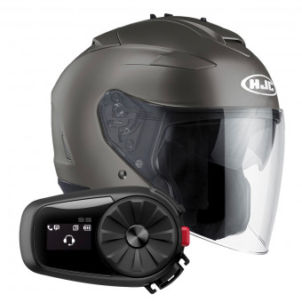 Casque jet HJC IS-33 II Semi Flat Titanium + Kit Bluetooth Sena 5S Solo Casque jet HJC IS-33 II Semi Flat Titanium + Kit Bluetooth Sena 5S Solo