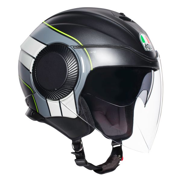 jet AGV Orbyt Brera Negro Mate Gris Amarillo