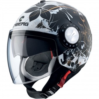 jet Caberg Riviera V3 Floral Matt Black White Gold