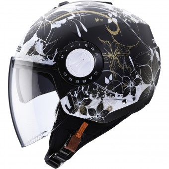 Caberg Riviera V3 Floral Matt Black White Gold