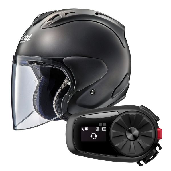 jet Arai SZ-R Vas Frost Black + Kit Bluetooth Sena 5S Solo