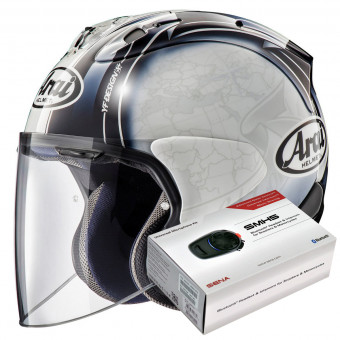 jet Arai SZ-R Vas Harada Tour Blanco + Kit Bluetooth Sena SMH5