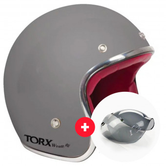 jet Torx Wyatt Matt Grey + Pantalla Wyatt Bubble 3 Presiones