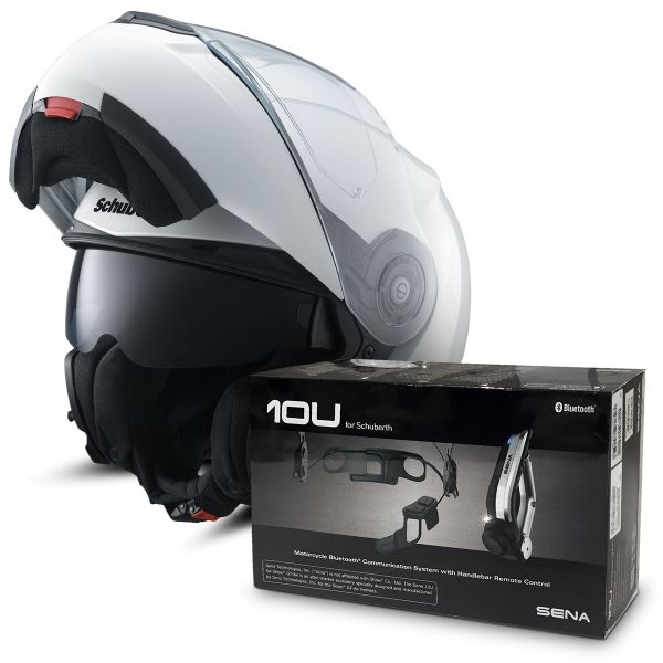 Modular Schuberth C3 Pro Blanco + Sena 10U Bluetooth Kit